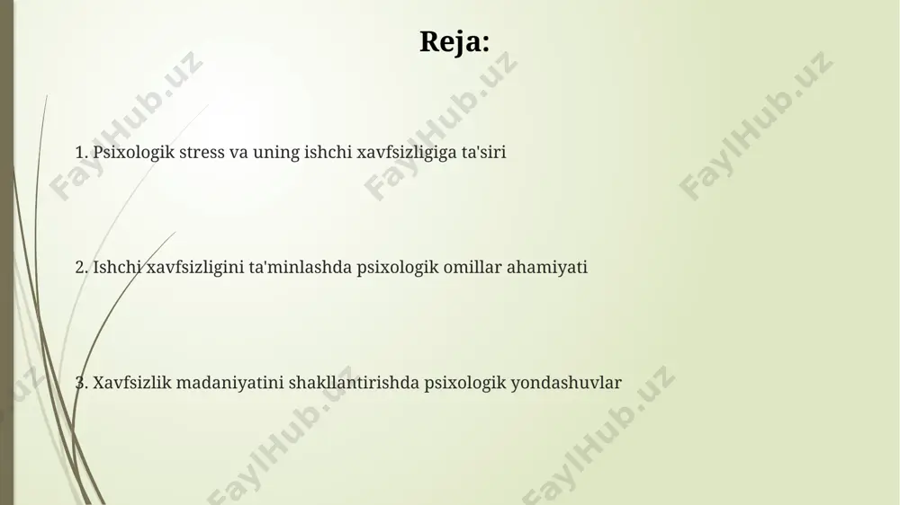 ik qoidalarini e'tiborsiz qoldiradi; samarali jamoa va o'zaro qo'llab-quvvatlash bu holatni kamaytiradi. xavfsizlik madaniyatini shakllantirishda psixologiyaning roli ishchilarning stress darajasi, hissiy holati va psixologik chidamlilik darajasi baxtsiz hodisalar soniga bevosita ta'sir ko'rsatadi, bu ko'rsatkichlarni monitoring qilish zarur. xavfsizlik madaniyatini shakllantirishda xodimlarning motivatsiyasi va qoniqish darajasi muhim rol o'ynaydi, chunki 80% dan ortiq ish joyidagi baxtsiz hodisalar inson omili bilan bog'liq. xavfsizlik bo'yicha treninglar samaradorligini oshirish uchun kognitiv xatti-harakat terapiyasi va boshqa psixologik usullarni qo'llash orqali xodimlarning xulq-atvorini o'zgartirish mumkin. ish qobiliyatini baholash va psixologik tayyorgarlik ish joyidagi xavfsizlikka oid treninglarning samaradorligini baholashda, xodimlarning 80% dan ortig'i amaliy bilimlarni qo'llayotganini ko'rsatuvchi kuzatuv va so'rovnomalar natijalarini tahlil qilish zarur. ish qobiliyatini baholashda psixometrik testlar, masalan, lucher testi yoki minnesota multiphasic personality inventory (mmpi) kabi 10 dan ortiq shkalani o'z ichiga olgan usullar xodimlarni tanlashda muhim rol o'ynaydi. xodimlarni psixologik tayyorgarligi jarayonida stressni boshqarish bo'yicha 5-7 ta mashg'ulot o'tkazish, xavfsizlik madaniyatini shakllantirishga va …