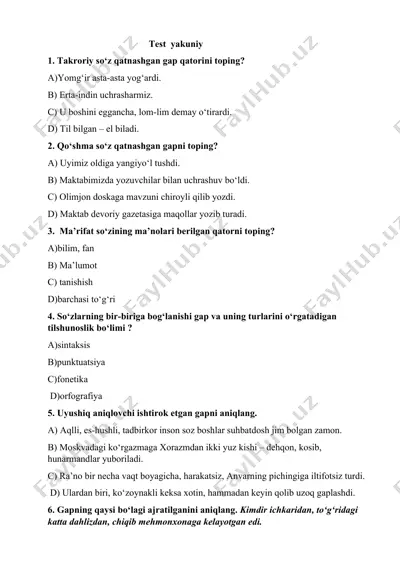 tilshunoslik testi yakuniy — DOCX