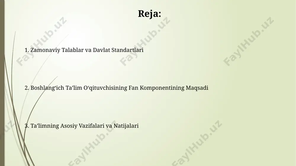 ining funksiyasi aniq boʻlishi kerak. innovatsion pedagogik yondashuvlar innovatsion pedagogika 4 ta asosiy tamoyilga asoslanadi: oʻquvchilar markazida boʻlish, differensiatsiya, tekshirish va baholashning yangi usullari hamda texnologiyalarni qoʻllash. innovatsion pedagogik yondashuvlarda 21-asr koʻnikmalarini, xususan, tanqidiy fikrlash, muammo yechish va hamkorlik qilishni rivojlantirishga 50% dan ortiq vaqt ajratiladi. interfaol oʻquv usullari interfaol oʻquv usullari talabalarning 5-7 yoshdagi kognitiv rivojlanishiga mos keladigan, amaliy mashqlar va oʻyinlar orqali bilim olishga imkon beradi. interfaol oʻquv usullari, 20 foiz nazariy maʼlumotlarga va 80 foiz amaliy faoliyatga asoslangan holda, oʻquvchilarni faol ishtirok etishga undaydi. oʻqituvchi va oʻquvchilar oʻrtasidagi oʻzaro munosabat oʻzaro hurmat va ishonchga asoslangan oʻqituvchi-oʻquvchi munosabatlari, oʻquv jarayonining ijtimoiy-emotsional rivojlanishini 20-25% ga yaxshilaydi, ijtimoiy kompetensiyalarni rivojlantiradi. oʻqituvchining oʻquvchilar bilan individual yondashuvi va aloqasi, oʻquv natijalarining 10-15% ga oʻsishini va oʻquvchilarning motivatsiyasini kuchaytirishini taʼminlaydi. sinfdan tashqari tadbirlar sinfdan tashqari tadbirlar o'quvchilarning 50% dan ortig'ini qamrab oladigan, ijtimoiy-ma'naviy rivojlanishini ta'minlovchi faoliyatlar majmuasidir, ularning ijodkorlik, jamoaviylik va mustaqil fikrlash …