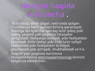 hissiyotlar va ularning mohiyati — PPTX
