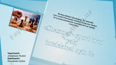 shaxmat - sport yaki intelektual oyin? — PPTX