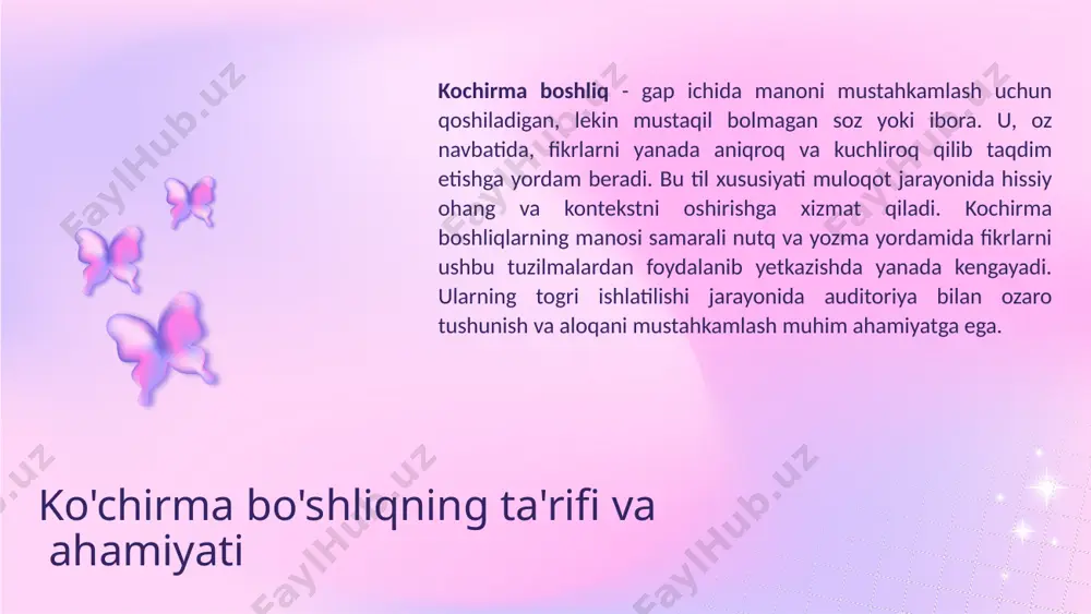 h uchun qulaylik yaratadi. muloqot jarayonida bu elementlarni togri qollash, nutqni kuchaytiradi va auditoriya bilan mustahkam aloqani taminlaydi. natijada, tilni samarali ishlatish orqali ozaro tushunishni oshirishga erishamiz. e’tibor uchun rahmat please keep this slide for attribution credits: this presentation template was created by slidesgo, and includes icons, infographics & images by freepik image1.png image2.png image3.png image4.png image5.png image7.png image8.jpeg image9.jpeg image10.jpeg