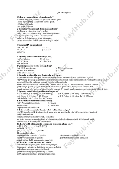 qon fiziologiyasi — DOCX