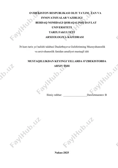 arxiv ishining o'zgarishi o'zbekistonda — DOCX
