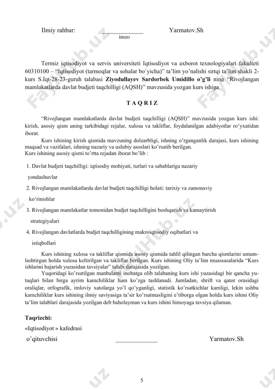 darajasiga bogʻliq hozirgi global iqtisodiy vaziyatda aqsh davlatining budjeti taqchilligi nafaqat ichki balki xalqaro moliyaviy tizimga ham taʼsir koʻrsatmoqda ushbu holat inflyatsiya darajasining oshishi davlat qarzining koʻpayishi va investitsiya muhiti barqarorligiga tahdid tugʻdirmoqda bundan tashqari budjet taqchilligining davom etishi ijtimoiy dasturlar moliyalashtirilishida uzilishlar keltirib chiqarishi ham mumkin shu sababli mazkur mavzu nafaqat iqtisodchilar balki siyosatchilar hamda xalqaro tashkilotlar eʼtiborida turibdi va uning yechimlarini topish dolzarb masala sifatida qaralmoqda davlat budjeti taqchilligining dolzarbligi yana shundaki bu holat uzoq muddatda iqtisodiy o‘sishga salbiy ta’sir ko‘rsatishi mumkin byudjet defitsiti sababli hukumat ko‘proq qarz olishga majbur bo‘ladi bu esa foiz stavkalarining oshishiga olib keladi va xususiy investitsiyalarni siqib chiqaradi natijada iqtisodiy faollik susayadi va bandlik darajasi pasayishi mumkin aqshda ayniqsa so‘nggi yillarda pandemiyadan keyingi tiklanish davrida davlat xarajatlari sezilarli darajada oshdi bu esa defitsitning chuqurlashuviga olib keldi bundan tashqari siyosiy kelishmovchiliklar sababli budjet loyihalarining qabul qilinishi kechikmoqda bu esa fiskal siyosatni amalga oshirishda noaniqliklar …
