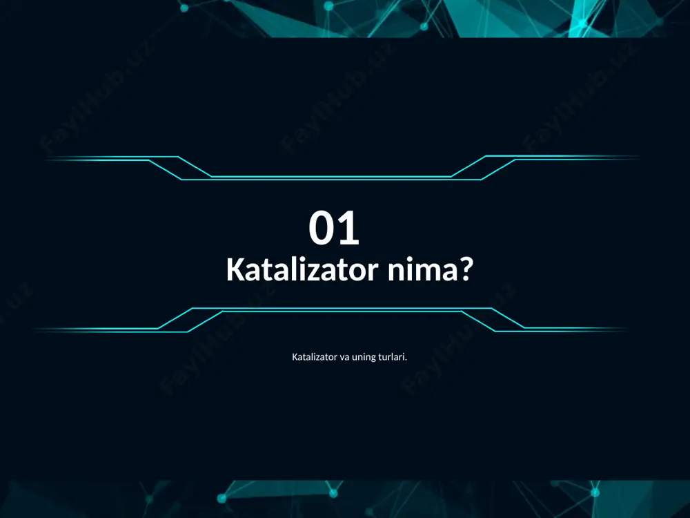 an nofaol radikallar hosil qiladi va natijada reaksiyaning toʻxtashiga sabab boʻladi. kimyoviy ingibitorlar sistemaga reaksiyaga kirishuvchi moddalarning konsentratsiyasiga nisbatan juda kam miqdorda (10~2— 10 s mol) qoʻshiladi. kimyoviy katalizatorlar nomaqbul jarayonlarni, masalan, metallarning korroziyalanib yemirilishini, yoqilgʻi, surkov moylari va oziq-ovqat mahsulotlarining oksidlanishini sekinlashtirish yoki toʻxtatishda keng qoʻllaniladi. 01 katalizator va ingibitorlarning ahamiyati reaksiyalarning sekinlashuvi yoki toʻxtashi k.i,ning miqdoriga, tabiatiga va reaksion muhitga, qoʻshilgan vaqtga, t-raga va k.i. samaradorligiga taʼsir qiluvchi boshqa moddalar borligiga bogʻliq. korroziya ingibitorlari metallarni korroziyadan saqlash uchun korrozion faol muhitga qoʻshiladi. ular metall yuzasiga yutiladi yoki metall ionlari bilan qiyin eruvchi birikmalar hosil qiladi. bu birikmalar metall yuzasida oʻta yupqa parda hosil qilib, uni himoyalaydi. mashina detallarini saqlash va tashish vaqtida korroziyadan himoyalash uchun k.i. keng qoʻllaniladi. metallarni korroziyadan saklash uchun k.i. yoqilgʻi, moy va polimer qoplamalarga ham qoʻshiladi. 01 add your title oziq-ovqatga xushboʻy hid beradigan va uning oksidlanishini toʻxtatadigan tabiiy k.i. sifatida zira, zigʻirak, marmarak, …