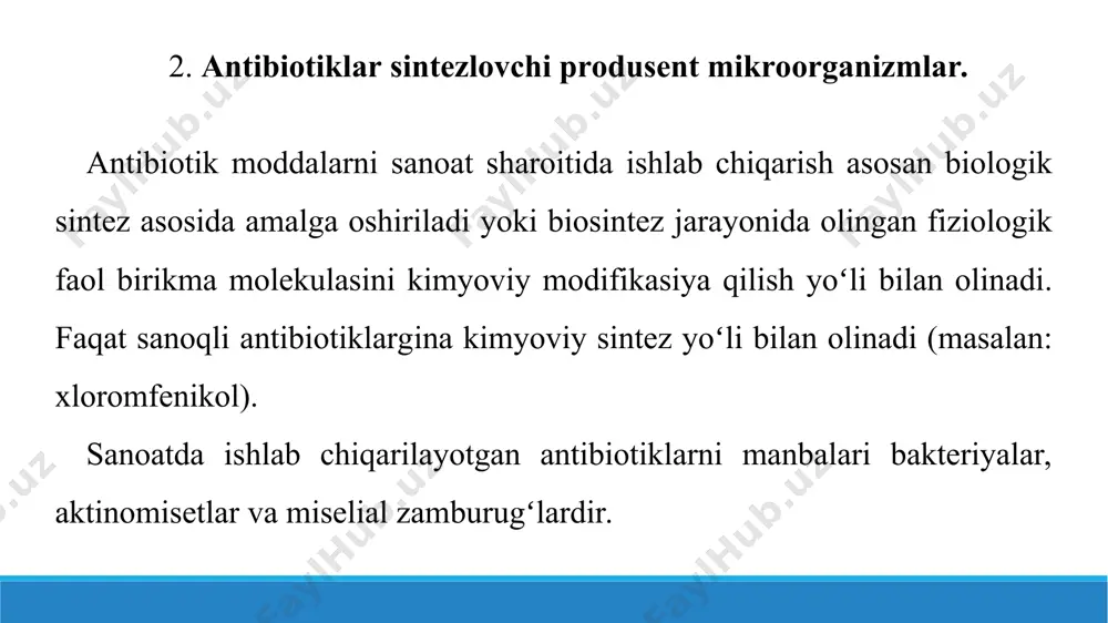 9. antibiotiklar ishlab chiqarish biotexnologiyasi. taqdimot 10 bet. - Page 5