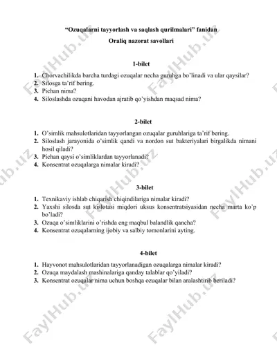 ozuqalarni tayyorlash va saqlash qurilmalari — DOCX