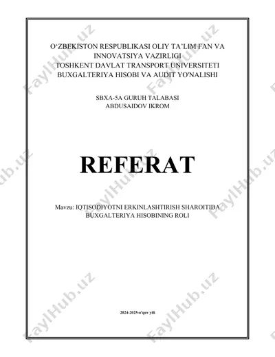 buxgalteriya hisobi va audit referati — DOCX