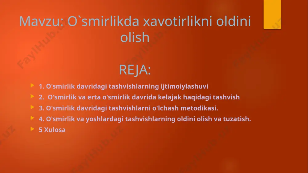o madaniy antropologlar ibtidoiy madaniyat deb ataladigan aborigen o'smirlarni o'rganib, bu erda o'smirlik davri inqirozsiz davom etishini aniqladilar (rays f., 2000, 82-85-betlar). rivojlanishning evolyutsion manzarasini biologiyadan olib, o'smirlik psixologiyasi biologik tushunchalarga o'zining kontseptual psixologik hamkasblarini yaratdi. shu bilan birga, g'arbning o'smirlik davrining turli nazariyalari bir narsaga rozi bo'ladi: psixologik jarayonni mohiyatan moslashuv sifatida tushunish, chunki evolyutsion model rivojlanishni organizmning atrof-muhitga moslashishi deb hisoblaydi. 2.o'smirlik va erta o'smirlik davrida kelajak haqidagi tashvish v.s.ning so'zlariga ko'ra. sobkina (1998), qadriyat yo'nalishlarining shakllanishi va o'zgarishi o'smirlarning ijtimoiylashuvi va o'zini o'zi belgilash darajasining asosiy xususiyati hisoblanadi. rivojlanishning hozirgi holatining o'ziga xos xususiyati shundaki, zamonaviy o'rta maktab o'quvchisining qadriyat yo'nalishlarini shakllantirish muhim kattalar (ota-onalar va o'qituvchilar) o'zlarining hayot istiqbollarini muvaffaqiyatli amalga oshirishda hissiy noaniqlik fonida sodir bo'ladi; umumiy qiymat-me'yoriy noaniqlik sharoitida. shunday qilib, amsterdammerliklar va moskvaliklar o'rtasida hayot istiqbollarini emotsional baholashni o'rganishda (baitinger o.e., 1998) amsterdammerliklar orasida deyarli to'rtdan uchi optimistlar (talabalar orasida 63,3%, ota-onalar orasida …