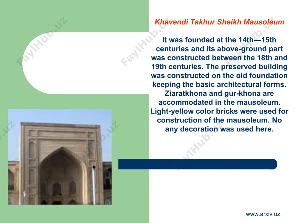 f the famous architectural ensembles of samarkand — shakhi-zinda necropolis. this picturesque memorial ensemble (shakhi-zinda means "the alive tsar"), named after burial complex where the first cousin of the prophet kusam ibn abbas was buried, could be rightfully called "the necklace of architectural masterpieces". shakhi-zinda is the most ancient architectural monument of samarkand (midst of the 11th c.). the ensemble consisting of eleven mausoleums, built on one after another during the 14th — 15th centuries, was known as a big religious and cultural centre. beginning from the 14th century, the shakhi-zinda ensemble is considered a holy place of samarkand. the amir burunduk mausoleum, the portals of two anonymous mausoleums and the octahedral mausoleum were added in the 1380s to'90s. mausoleums under the rulers of amir temur, mirzo ulugbek and other temurids are the brilliant page in the history of architecture of samarkand. the ensemble created during centuries, is remarkable for …