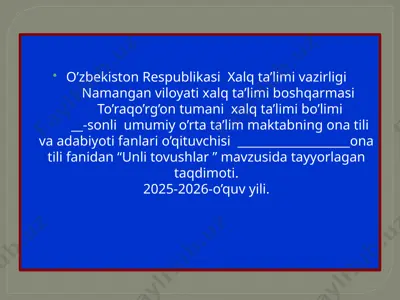unli tovushlar — PPTX
