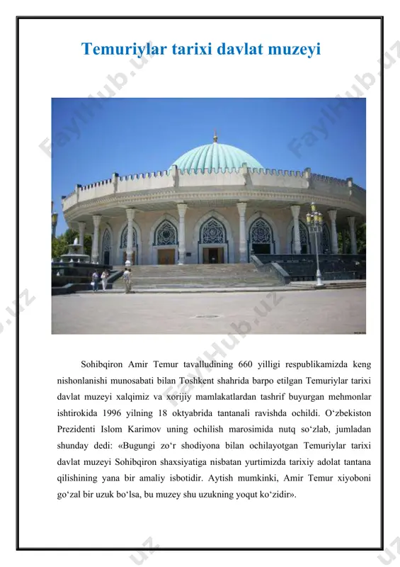gan “qatag’on qurbonlarini yod etish kuni”da tantanali ravishda ochildi. yodgorlik majmui va muzey barpo etilgan joy xx asrning 20-yillaridan to ikkinchi jahon urushi boshlanguniga qadar sovet davlatining jazo organlariga qatlgoh bo’lib xizmat qilgan. toshkent shahrida otilgan qatag’on qurbonlari shu yerdagi uchta qatlgohga dafn etilganlar. yodgorlik majmui ana shu sobiq uch qatlgoh hududlarini o’zaro birlashtirib turadi. agar ramziy sag’ana yodgorlik majmuining memorial markazi hisoblansa, muzey binosi uning ma’rifiy markazi bo’lib xizmat qiladi. muzey binosi bo’zsu bo’yida, bahavo joyda joylashgan bo’lib, bir qavatdan iborat, yerdan balandligi 20 m. dastlabki bino bir gumbazli 400 m2 hajimdagi yagona ekspozitsiya zalidan tashkil topgan. bino atrofi 28 ta naqshinkor ustunlar ko’tarib turgan ayvondan iborat bo’lgan. uning umumiy maydoni 784 m2 tashkil etgan. bino o’zbek milliy me’morligi an’analari asosida qurilgan. muzeyning birinchi ekspozitsiyasi 6 bo’limdan iborat bo’lgan. 2007-yilning 31-avgustida prezident i.a.karimovning muzeyga tashriflari chog’ida, ushbu muzey faoliyatini yanada takomillashtirish, qatag’on qurbonlari tarixi va achchiq qismatini yanada kengroq …