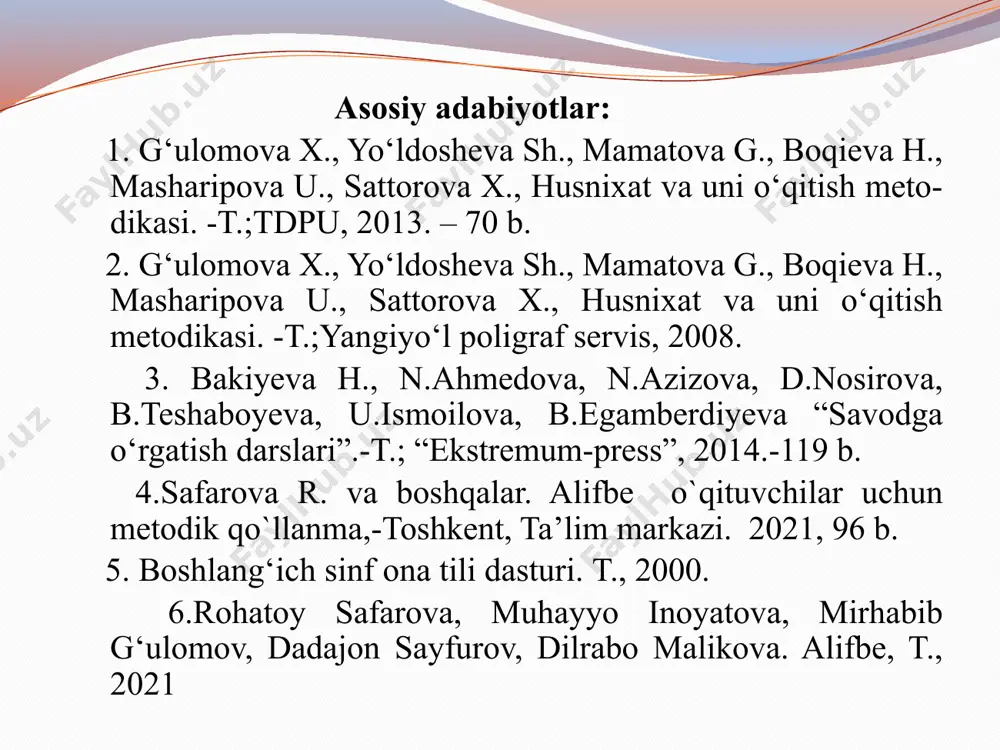 ar asosida yuzaga keladi. boshlang‘ich sinflarda o‘quvchilarni husnixat bilan yozishga o‘rgatish metodikasi ularda aniq , chiroyli va tez yozish imkonini hosil qilishi lozim. bu kabi vazifalarni amalga oshirish uchun dastur mazmunini va uning talablarini o‘qitish usullarini yozuvga o‘rgatishning gigeyenik shartlarini, o‘quvchilarning yozuvidagi individual kamchiliklarini tahlil qilish sabablarini aniqlash va tuzatish usullarini ishlab chiqish zarur. demak, yozuv kishi hayotida pedagogik va ijtimoiy ahamiyatga ega. yuqoridagi talab asosida yozishga o‘rganishi boshlang‘ich sinflardan boshlanadi. 1-4-sinf o‘quvchilarini chiroyli yozishga o‘rgatish uchun o‘qituvchining o‘zi husnixat bilan yozishi, shu bilan birga o‘quvchilarni chiroyli yozishga o‘rgata olishi kerak. husnixat o‘qitish texnologiyasi fani amaliy fan bo‘lib u chiroyli yozishga o‘rgatish bilan bir qatorda o‘qitish tarbiyalash, vazifalarini bajaradi. husnixat o‘qitish texnologiyasi fanining maqsadi: talabalarga husnixat metodikasidan nazariy ma’lumot berish, bo‘lg‘usi o‘qituvchilarni husnixat talablari asosida yozishga o‘rgatish, boshlang‘ich ta’limda o‘quvchilarni husnixatga o‘rgatishning metod va usullari bilan qurollantirishdan iborat. boshqa fanlar kabi husnixat o‘qitish texnologiyasining o‘z predmeti bor. bu fanning predmeti …