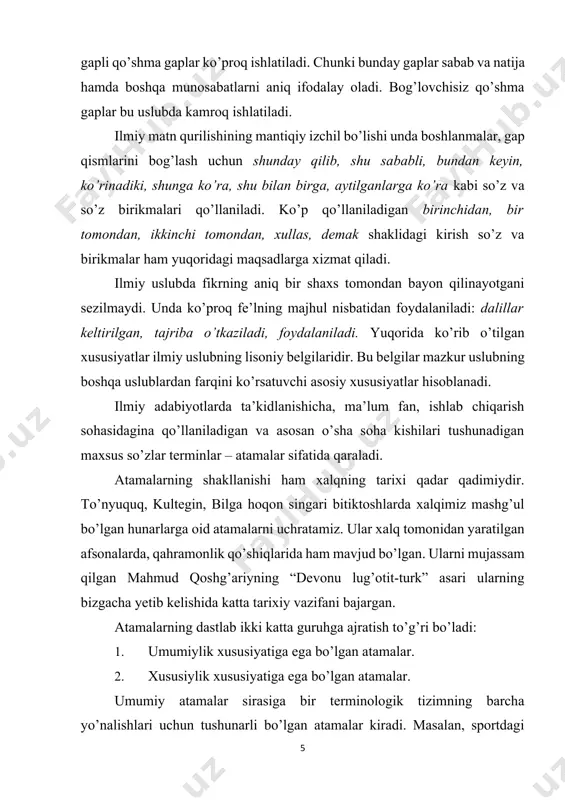 lgan atamalar kiradi. masalan, sportdagi musobaqa, sovrin, sovrindor, yutuq, g’alaba, birinchilik, chempionat, ko’rik, trener, hakam atamalarini sportning barcha turlarida bemalol qo’llash mumkin. fizikaga oid issiqlik, temperature, jism, elektr, magnit, gaz, harakat, energiya, maydon singari atamalar haqida ham shu gaplarni aytish mumkin. til va terminologiya. hozirgi ijtimoiy-iqtisodiy hamda ilmiy-texnik tub o‘zgarishlar davrida yangiyangi fanlar va tushunchalar yuzaga kelmoqda. jumladan, o‘zbek tilida ham yangi terminlar paydo bo‘lmoqda, ilgaridan ishlatib kelingan qator leksemalar yangi ma’nolar kasb etmoqda. shu boisdan leksikologiya, xususan, terminologiya oldida qator muhim masalalarni yechish vazifasi turibdi. bugungi kunda terminologiyaning amaliy va nazariy masalalarini yanada chuqurroq o‘rganish, terminlar yaratish va ularni qo‘llashni til qonuniyatlari asosida tartibga solish davlat ahamiyatiga molik muammoga aylandi. shuning uchun ona tilimizning turli terminologik tizimlarini yanada teranroq tadqiq etish, ularni terminologiyaning xilma-xil masalalari bo‘yicha atroflicha tadqiq qilish, bugungi kunning dolzarb masalalaridan biridir. respublikamiz mustaqil deb e’lon qilingandan keyin, bu sohadagi ahvol butunlay o‘zgardi. tashqi iqtisodiy aloqalar yanada …
