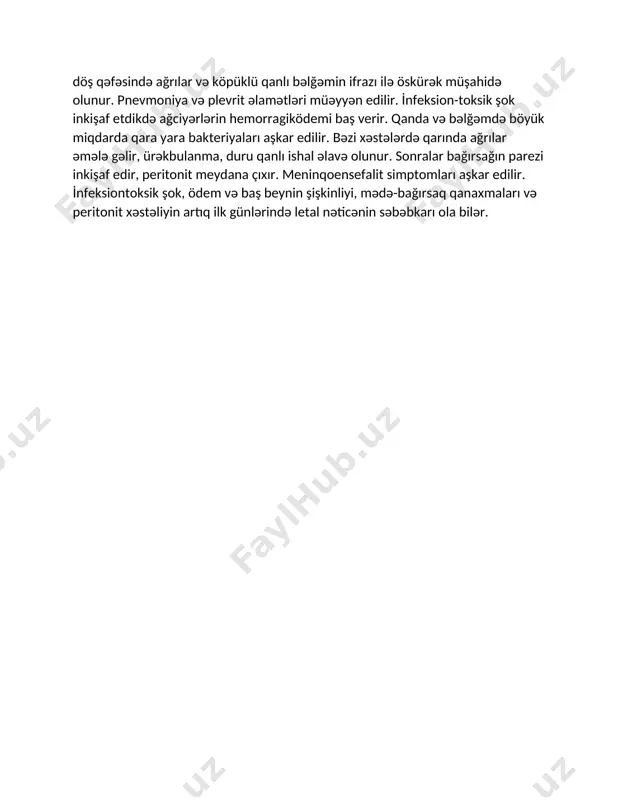 sək olmur, yayılmış (generalizə olunmuş) formada isə 100%-ə çatır.klinikası. qara yara zamanı insanda inkubasiya dövrü cəmi bir neçə saat davam edə bilər, bəzən 8 günə qədər uzanır, əsasən isə 2-3 gün çəkir. xəstəlik məhdud (dəri və visseral) və ya yayılmış (septik) formada inkişaf də bilər.qara yaranın dəri formasına qara yaranın 98-99% hallarında rast gəlinir. ən çox onun karbunkulyoz formasına təsadüf edilir. az hallarda xəstəliyin ödematoz, bulyoz formalarına da rast gəlinir. əsas etibarilə bədənin açıq sahələri zədələnir; karbunkullar başda, boyunda, ağızın və burunun selikli qişasında yerləşdikdə xəstəlik daha ağır gedişə malik olur. adətən, bir karbunkul əmələ gəlir, lakin bəzən onların sayı 10-20 və daha çox ola bilər. i̇nfeksiyanın giriş qapılarının yerində ardıcıl olaraq ləkə, papula, vezikula, xora inkişaf edir. ləkə ağrısızdır, qırmızı-mavi rəngdədir, diametri 1-3 mm, həşəratların dişləməsindən sonra qalan dişləmə yerini xatırladır, bir neçə saatdan sonra mis-qırmızı rəngli papulaya çevrilir. qaşınma və gicişmə hissiyyatı əmələ gəlir. 12-24 saatdan sonra papula …