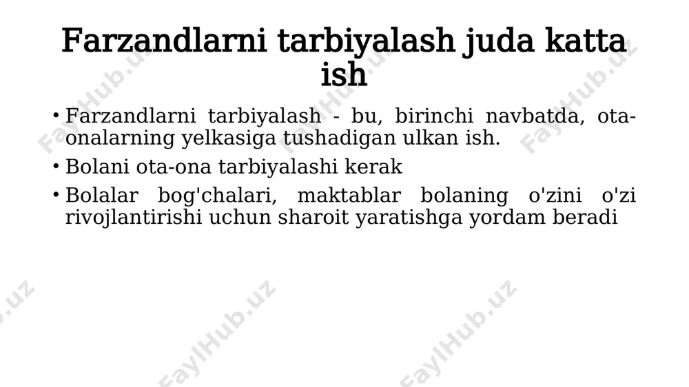 h oson - oilada tinchlik o'rnatish qiyin. qoida № 4. agar bola sizning "munozarangizga" qiziqsa, kelishmovchiliklar mavjudligini inkor etmang. o'zingizni birlashtiring, nizolarni minimallashtirishga harakat qiling (keyinchalik janjal, shaxsiy) qoida № 5. bolalarni kattalar bahsiga tortmang. bolani kimningdir tomonini qo'llab-quvvatlashga chaqirish hissiyotlarsiz va intonatsiyalarsiz ham qabul qilinishi mumkin emas. qoida № 6. soxta xushmuomalalik va oiladagi yolg'on farovonlik niqobi ostida hal qilinmagan muammolarni yashirmang. bolalar bunday narsalarni keskin his qilishadi, ular biror narsa noto'g'ri ekanligini his qilishadi. hissiy taranglik kuchayadi va aniq janjallardan kam bo'lmagan muammolarni keltirib chiqaradi. majburiy tabassumlar yordam bermaydi. har qanday kelishmovchilikni bolaning ishtirokisiz hal qilishga harakat qiling. oila farovonligi asoslari oilaviy bayramlarni tashkil qiling - sabablar etarli bo'ladi, asosiysi tasavvurni va yaqinlaringizga yoqimli narsalarni qilish istagini ko'rsatishdir. oilaviy an'analarni yarating yangi o'quv yili boshlanishidan oldin yoz bilan xayrlashuv bayramini tashkil qiling oila farovonligi asoslari oilaviy foto albomlarni saqlang oila tarixidagi muhim voqealarni tavsiflash; tabiatda sayr qilishni yaxshi …