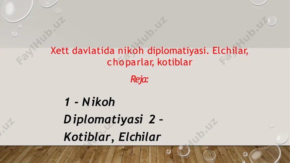 gan.ùkartappu – shumercha “yem xaltasini tutgan kishi”,“ot jilovi” ma’nolarini beruvchi “kir4.dab” so‘zidan kelib chiqqanligi ko‘rsatiladi. ba’zi olimlar uni “izvoshchi” va “maxsus chopar” deb tarjimaqilishadi. dumu.lugal – akkadcha mar sh(š)arrining muqobili sifatida ko‘rsatilib,“podsho o‘g‘li, valiahd, shahzoda” ma’nosini beradi. lù gišpa – xabarchi bo‘lib, “hassa (jezl) kishisi” (yoki “hassali kishi” – “gerold”) ma’nosini beradi. dub.sar.giš – topilgan ma’lumotlarga ko‘ra bu kotiblar yog‘och lavhlarga yozadigan kotiblar hisoblanadi.bu turdagi kotiblar ham o‘z ichida yog‘ochga yozuvchi bosh kotib (gal.dub.sar.giš), qo‘shinning lavh yozuvchi kotibi (lúdub.sar.giš.karaš) kabilarga ajratiladi. bu kotiblar ishlatgan material yog‘ochligi tufayli, afsuski, ular yaratgan lavhlar bizgacha yetib kelmagan.faqat topilgan boshqa hujjatlar orqali bunday yog‘och lavhlar bo‘lganligini bilish mumkin bo‘ldi. kotiblar image1.png image2.png image3.jpg image4.png image5.jpg image6.jpg image7.jpg image8.jpg