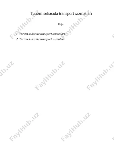 turizm sohasida transport xizmatlari — DOCX