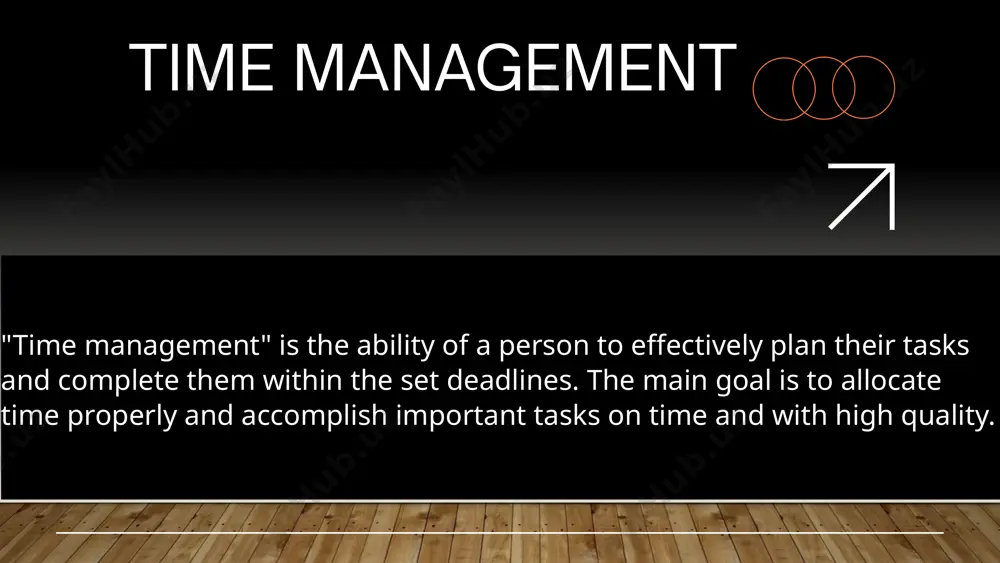 ule: if a task can be done in 2 minutes, do it immediately. reward and consequences: reward yourself for completing tasks, and set consequences for not finishing them. evaluation and adjustment assess how well you followed your time plan. review performance find areas that need adjustment. identify areas for improvement modify your time management plans and techniques based on the evaluation. adjust plans explore new techniques and continuously improve your time management skills. keep learning conclusion effective time management is crucial for boosting productivity and achieving a balance between work and personal life. by identifying priorities, planning effectively, and managing distractions, you can reach your goals more efficiently. call to action apply techniques: implement the discussed techniques. set priorities: identify and focus on your main priorities. evaluate regularly: review and adjust your time management practices periodically. image2.png image3.svg image4.png image5.png image6.svg image7.png image8.png image9.svg image10.png image11.svg image12.png image13.svg image14.png image15.png …