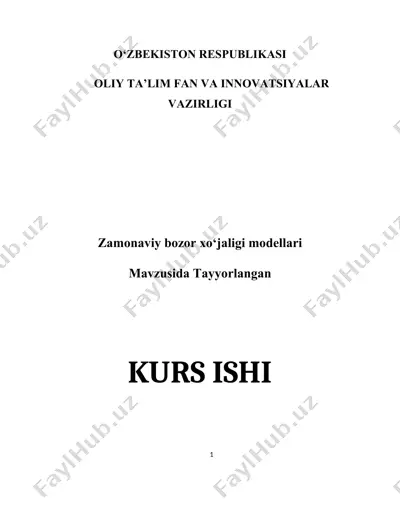 zamonaviy bozor xo‘jaligi modellari — DOCX