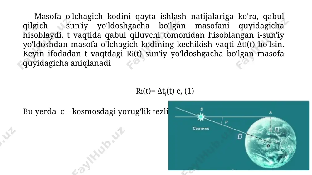 ya parametrlarini aniqlash chastotasi? a) 1—10 b) 5—10 c) 1—20 d) 1—30 mnp-m7 chipining ishlash rejimi qanday? a) glonass va gps, glonass+gps, galileo b) glonass va gps, glonass+gps c) glonass va gps d) glonass va gps, glonass+gps, galileo+gps nomlanishlarning tavsifi parametrlar 1 2 kanalllar soni 24 kanalli, glonass va gps tizimlarida ishlaydi ishlash rejimi glonass va gps, glonass+gps yaratilgan ma’lumotlar joylashuv (uzunlik, kenglik, balandlik), tezlik vektori, utc vaqti va sanasi, soat va tashuvchi chastotasi o'lchovlari foydalanish interfeysi ikki ketma-ket port almashish protokollari binarli, rtcm sc-104 navigatsiya parametrlarini aniqlash vaqti, s.: – «issiq» start 5 – «iliq» start 35 – «sovuq» start 40 yo'qotish vaqtida kuzatuv yo'qolganidan keyin sun'iy yo'ldoshning ishchi turkumidan signallarni kuzatishni tiklash vaqti, s, ko'p emas: 120 s gacha 5 10 min gacha 10 navigatsiya parametrlarini aniqlash tezligi, gts 1—10 0,95 m ehtimollik bilan geografik koordinatalarni aniqlashda instrumental xatolik glonass tizimi 5 gps tizimi 5 glonass va gps …