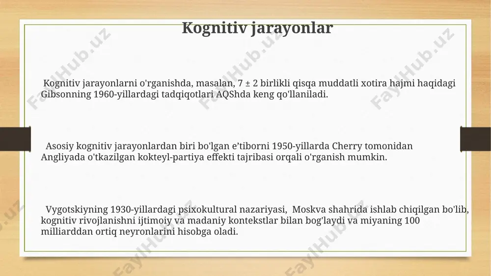 b tajribalar shuni ko'rsatdiki, insonning his-tuyg'ulari va motivatsiyasi uning xulq-atvoriga 3 dan ortiq omillar orqali ta’sir qiladi. masalan, milliy madaniyatning ta'siri. tajriba psixologiyasi, 5-sinf o'quvchilari bilan olib borilgan tajribalar orqali, o'rganishning turli usullari samaradorligini, masalan, takrorlash va assotsiatsiya usullarini qiyoslash orqali aniqlaydi va shuningdek, londondagi tadqiqotlar natijalariga asoslanadi. tajriba psixologiyaning predmeti insonning idrok, e’tibor, xotira kabi kognitiv jarayonlarini o'rganishni o'z ichiga oladi, masalan, 1920-yillarda germaniyada o'tkazilgan klassik eksperimentlar shuni ko'rsatdiki, odamlarning qaror qabul qilish jarayonlari xatolikka moyil. til va muloqot "til va muloqot" mavzusiga bag'ishlangan 2022-yilda buxoroda bo'lib o'tgan xalqaro konferensiyada, 150 dan ortiq maqola taqdim etilgan bo'lib, ulardan 30 tasi ushbu sohada yangi eksperimental yondashuvlarga bag'ishlangan. 1970-yillarda toshkentdagi eksperimental psixologiya laboratoriyalarida "til va muloqot" mavzusi bo'yicha o'tkazilgan tadqiqotlar, 50 dan ortiq ishtirokchi bilan, nutq rivojlanishining asosiy bosqichlarini aniqlashga qaratilgan edi. samarqand davlat universiteti psixologiya fakultetida, 2010-yildan buyon, "til va muloqot" kursi doirasida talabalarga 3 ta turli eksperimental metodlar (kuzatish, …