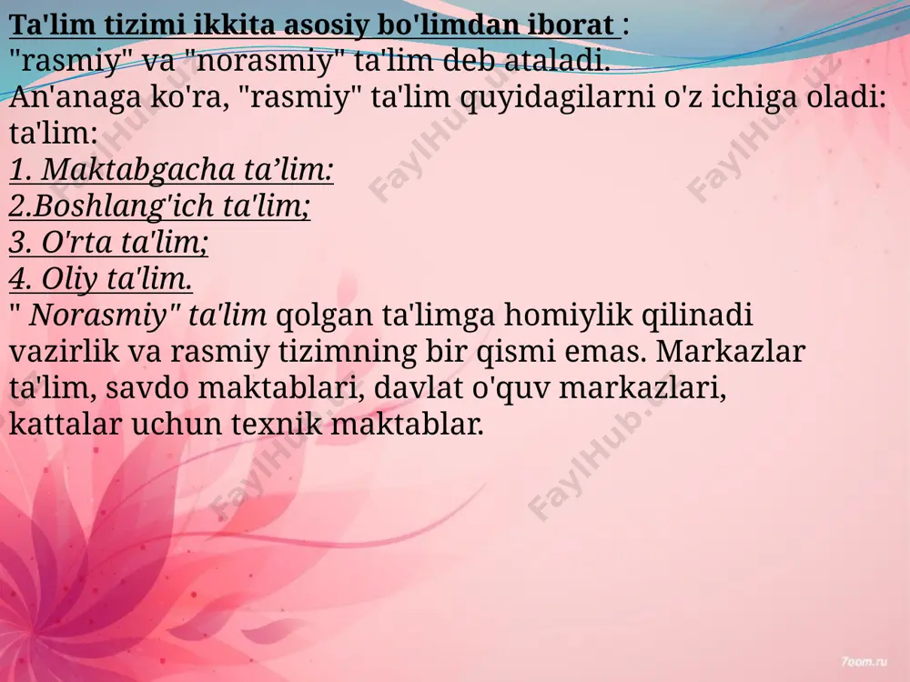xalq ta'limi qabul qilingan ta'lim tizimi bilan bir qatorda turkiyada davlat ta'limi ham bor - bepul aholi uchun kurslar. bunday kurslarda odamlar butunlay yangi yoki qo'shimcha o'rganish mumkin kasb. masalan, sartarosh, oshpaz, kurslar rasm chizish, chet tillarini o'rganish, musiqa va boshqalar. shuningdek, ta'lim vazirligi nazorati ostida shuningdek, pullik kurslar va maktablar ham mavjud universitetlarga tayyorgarlik, chet tillarini o'rganish, kurslar diniy savodxonlik, musiqiy o'ynash asboblar va boshqalar. 1996-yildan beri rossiya turkiya fuqarolarini rossiya universitetlarida oʻqitish va malakasini oshirish uchun davlat stipendiyalari ajratmoqda va xuddi shu tarzda turkiya rossiyalik talabalarga grant va stipendiyalar ajratmoqda. mamlakatlarimiz o‘rtasida yuzaga kelgan kelishmovchiliklar davrida mingdan ortiq turkiyalik talaba rossiyada tahsil oldi va o‘qishni davom ettirdi. o‘tgan asrning 90-yillaridan boshlab universitetlarimiz o‘rtasidagi aloqalar rivojlanib bormoqda, ya’ni bu aloqalar 20 yildan oshdi. universitetlar o'rtasidagi hamkorlik nima? bular qo'shma ilmiy ishlar, o'quv almashinuvlari va mutaxassislar o'rtasida muqarrar ravishda o'rnatilgan do'stona aloqalardir. va bu insoniy aloqalar doimo mustahkam bo'lib qoladi. …