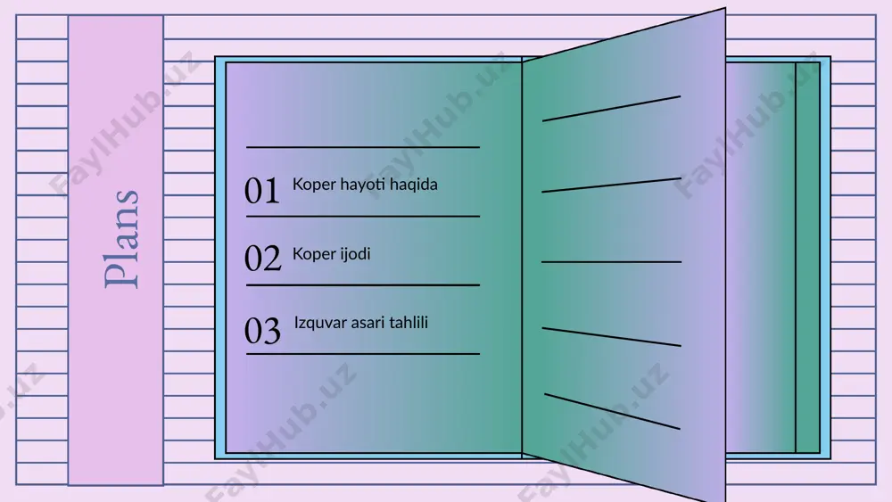 ida psixologik va ijtimoiy mavzularni chuqur ifoda etadi, bu esa o'quvchilarga qiziqarli va ijodiy fikrlar berishda yordam beradi. masalan, "izquvar" romanida koper insonning ichki dunyosini va ijtimoiy muammolarini ajoyib tarzda aks ettiradi. biroq, koper asarlarida ba'zi mavzular cheklangan bo'lib, tanqidchilar tomonidan bu kamchiliklar ko'rsatib o'tilgan. mavzularining takrorlanuvchanligi va ba'zi paytlarda soddaligi tanqidga sabab bo'ladi. bu, masalan, uning ba'zi qismlarida bir xil psixologik motivlarni takrorlashi orqali ko'rinadi. koper asarlarini o'rganish uchun ko'plab yangi tadqiqot imkoniyatlari mavjud. o'ziga xos mavzulari va uslublari, ilmiy tadqiqotlar va tahlil uchun yangi yo'nalishlarni ochadi. yangi tadqiqotlar yordamida koper asarlarini zamonaviy kontekstda baholash imkoniyati paydo bo'ladi. koper asarlarini o'rganishda duch kelinadigan qiyinchiliklar orasida, tanqidlar va befarqlik muammolari mavjud. ba'zi o'quvchilar asarlarni etarlicha qadrlamaydi va bu tadqiqotlarni qiyinlashtiradi. shuningdek, zamonaviy adabiyotning ko'pligi koper asarlarini yanada kamroq e'tiborga olishga olib kelishi mumkin. s w o t koperning styli va uslubi usul: koperning uslubi koperning uslubi sodda va aniq ifodalardan …