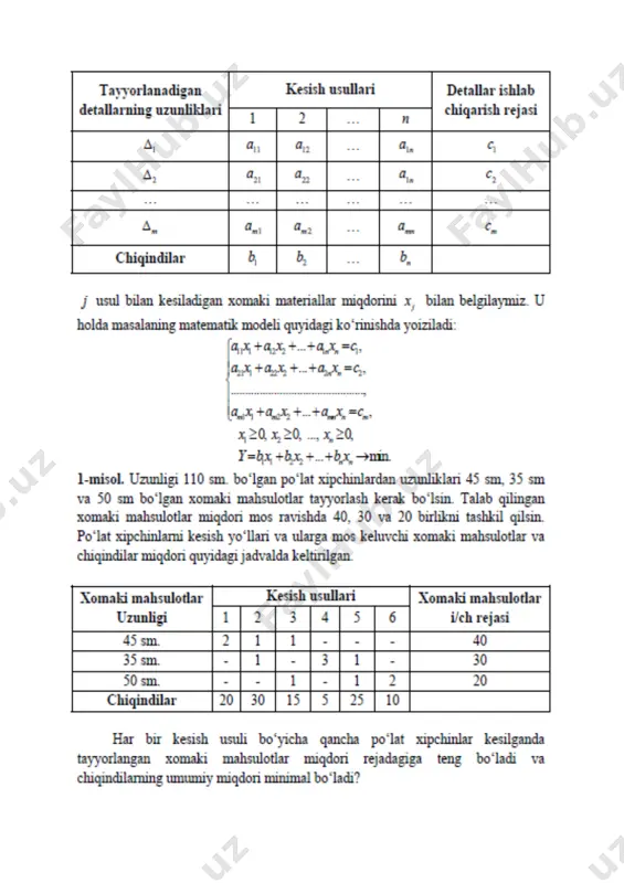 chiziqli programmalashtirish masalasining umumiy qo‘yilishi va turli formalari - Page 5