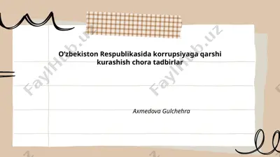 korrupsiyaga qarshi kurashish chora tadbirlar — PPTX