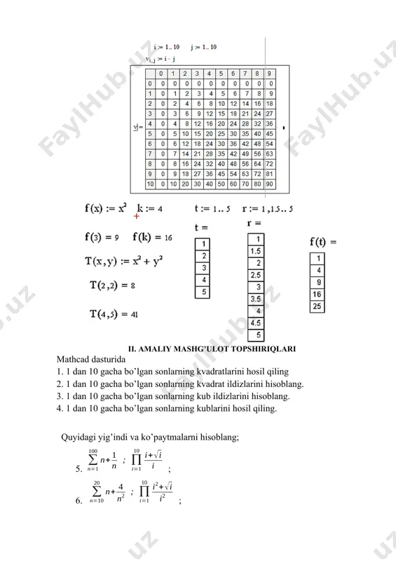 n topshiriqlarni tanlab oling. 3. topshiriqni qo`yilgan sharti asosida bajaring va daftaringizga rasmiylashtiring. image5.png image6.wmf oleobject2.bin image7.wmf oleobject3.bin image8.wmf oleobject4.bin image9.wmf oleobject5.bin image10.wmf oleobject6.bin image11.wmf oleobject7.bin image12.wmf oleobject8.bin image13.wmf oleobject9.bin image1.png image2.wmf oleobject1.bin image3.png image4.png õ å = = + + 10 1 100 1 ; 1 i n i i i n n õ å = = + + 10 1 2 2 20 10 2 ; 4 i n i i i n n i i i i n i n + + + õ å = = 10 1 100 1 5 ; 1 ( ) ( ) õ å = = + + + + 5 1 2 10 1 2 1 ; 1 2 i n i i i n n õ å = = + + + 5 1 3 2 50 1 2 2 ; 4 i k i i i k k …