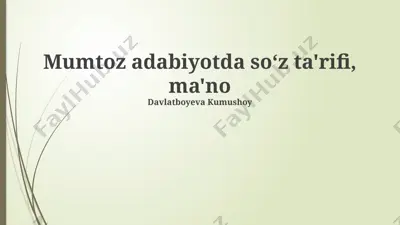 mumtoz adabiyotda soʻz taʼrifi, ma'no — PPTX