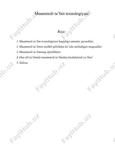 muammoli ta’lim texnologiyasi — DOC