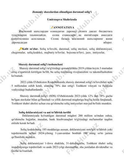 jismoniy shaxslardan olinadigan daromad soligʻi — DOCX