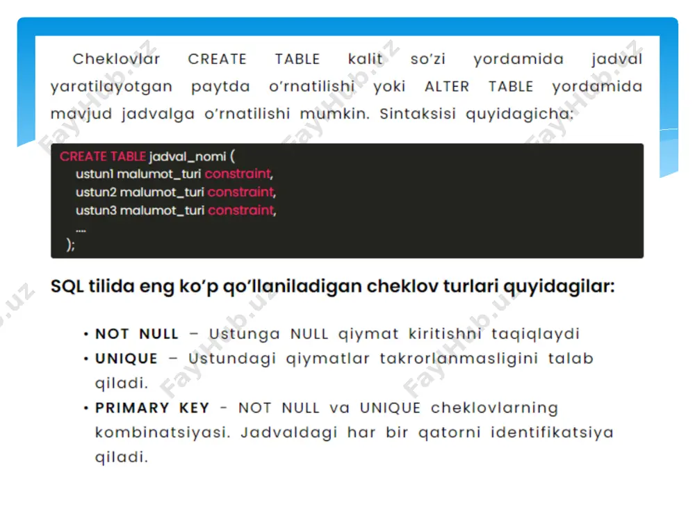 sql cheklovlar fk, pk - Page 3