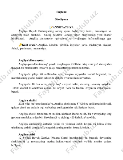 angliya tarixi — DOCX