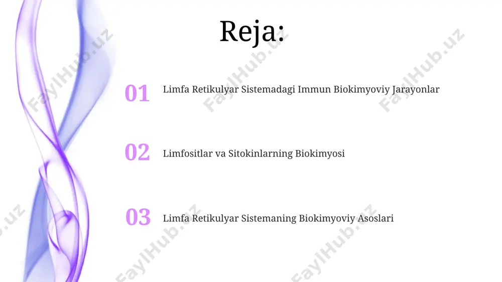 l miqdori o'zgaradi va bu o'zgarishlar kasallikning og'irligini aks ettiradi. limfa tugunlarida o'smalar rivojlanganda, 20-30% gacha limfositlar soni kamayib, 5-10 marta sitokinlar (masalan, tnf-α) darajasi ortadi, bu esa toshkentdagi tadqiqotlarga ko'ra yallig'lanish jarayonini kuchaytiradi. suyak ko'migining biokimyoviy ahamiyati suyak ko'migining biokimyosi, xususan, temir metabolizmi bilan chambarchas bog'liq. temirni qabul qilish, saqlash va uni gemoglobin va boshqa gemguruhli oqsillar sintezi uchun ishlatish jarayonlari suyak ko'migida sodir bo'lib, bu jarayonlarning buzilishi anemiya kabi kasalliklarga olib kelishi mumkin. suyak ko'migi, qon hujayralari, jumladan, limfotsitlarning (kuniga 10¹² ga yaqin) hosil bo'lishining asosiy manbai hisoblanadi va bu jarayon murakkab biokimyoviy reaksiyalar zanjiri, masalan, sitokinlar va o'sish omillarining ishtiroki bilan sodir bo'ladi. limfotsitlarning biokimyosi va funksiyalari t-limfotsitlarning retseptorlari (tcr) antigenlarni tanib olish uchun juda muhim bo'lib, ularning xilma-xilligi v(d)j rekombinatsiyasi orqali hosil bo'ladi, bu esa 10¹⁵ turli xil tcr hosil bo'lishiga imkon beradi. bu genetik rekombinatsiyaning murakkabligi immunitet tizimining moslashuvchanligini ta'minlaydi. b-limfotsitlar plazma hujayralariga differentsiatsiyalanib, immunoglobulinlar …