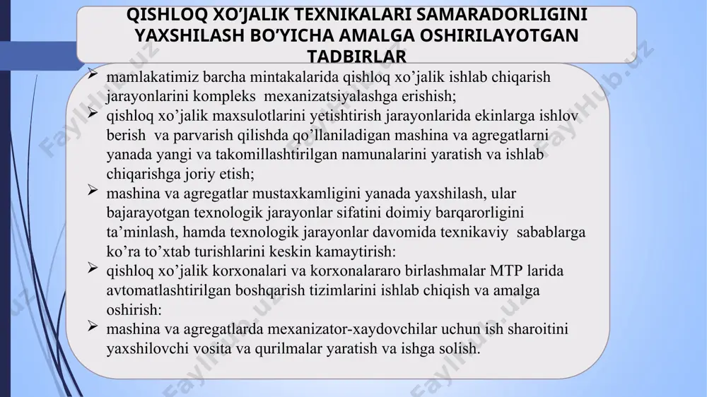 kin bo’lsa, ularni universal agregat deyiladi. gorizontal uchastkada texnologik jarayonni ishga yaroqli holatda bajarishda qishloq xo’jalik mashina va qurol-larining harakatlanishiga qarshilikning o’rtacha qiymati mashinaning tortish qarshiligi (rm) deb ataladi va nyuton (n) yoki kilonyuton (kn) larda o’lchanadi. tortish qarshiligi -ish paytida mashina yoki qurolni harakatlantirish uchun zarur bo’lgan kuch salt tortish qarshiligi-mashinani salt harakatlantirish uchun (transport holatda yoki burilishda ish organ-lari ishlatilmagan holda harakatida) zarur bo’lgan kuch. e’tiborilarigiz uchun katta raxmat!!! tel : +998 94 106 4002 telegram raqam: +99894 106 40 02