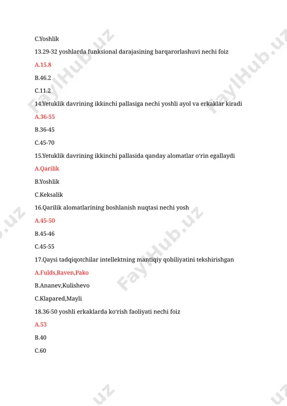 yosh va pedagogik psixologiya fanidan test - Page 3