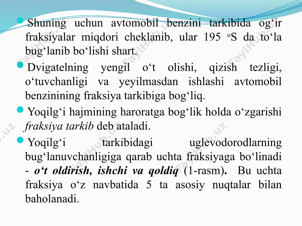 avtomobil benzinlarining bug‘lanuvchanligini aniqlash - Page 5