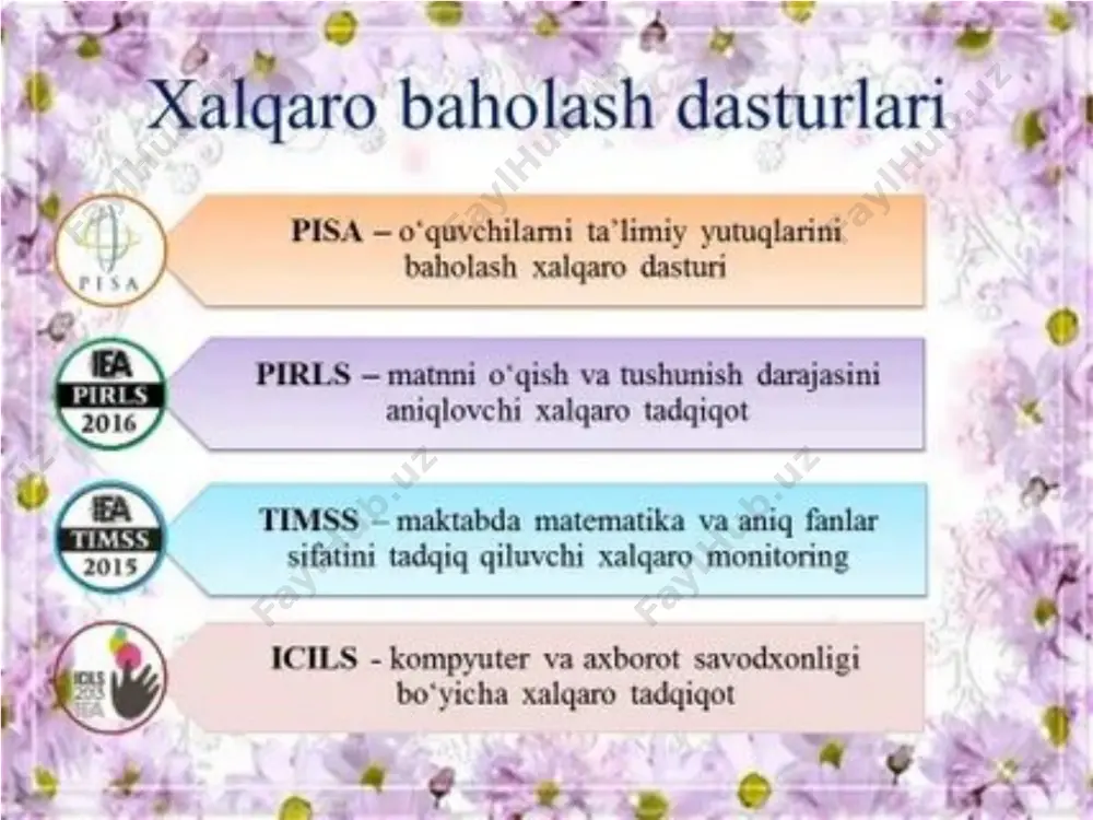 xalqaro baholash dasturlari asosida o'qish savodxonligini baholash - Page 2