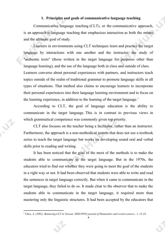 izes on interaction as a means to teach language. communicative language teaching replaced the situation language teaching which had been used to teach english as a second or foreign language. it had been considered as the major british approach. the focus of slt approach was on to teach the basic structures of language. but in the 1960s, the educators realized that language taught on the basis of situational learning would have been of no use. because to teach the meaning, carried out from the utterances was more required as it expressed the intentions of the speaker or writer. in the mid of 1970s, the scope of communicative language teaching has extended. both american and british proponents now see it as an approach that aim to make communicative competence the goal of language teaching and develop procedure for the teaching of four language skill that acknowledge the interdependence of language and …