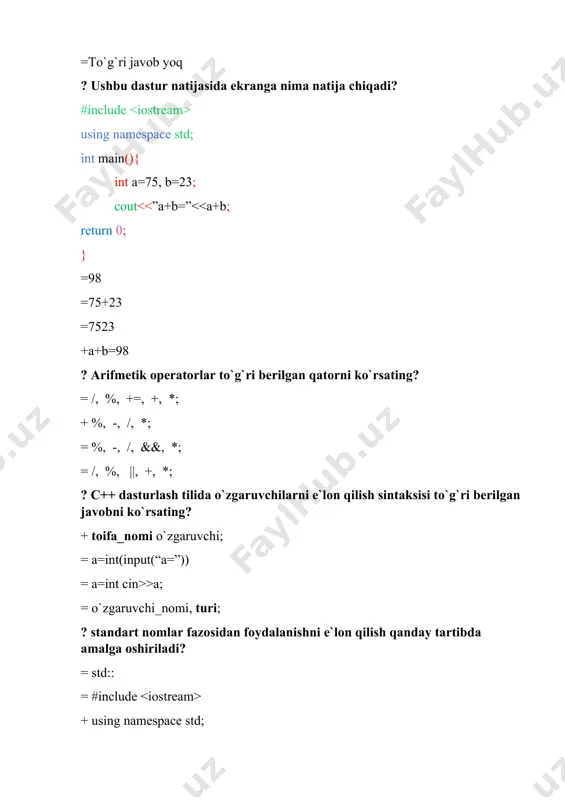 c++ dasturlash tili haqida savollar - Page 4