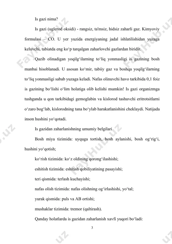 min" gaz uskunasi chiroyli, ixcham ko‘rinishli, isitish mavsumida ishlatib, keyin boshqa joyga olib qo‘ysa bo‘ladigan qulayliklarga egadir. biroq ushbu gaz uskunasi boshqa davlatda ishlab chiqilgani sabab, uni o‘rnatish va foydalanishga doir texnik pasport o‘zbek yoki rus tillariga tarjima qilinmagan. buning oqibatida, undan foydalanishdagi xavfsizlik qoidalari bilan tanishish imkoni bo‘lmaydi. mazkur gaz uskunasi o‘zboshimchalik bilan, mutaxassisning ko‘rsatmasisiz "qurilish me'yorlari va qoidalari" talablarini buzgan holatda o‘rnatilmoqda. natijada esa insonlar is gazidan zaharlanib vafot etmoqda. tabiiy gazdan foydalanishda nimalar taqiqlanadi: o‘zboshimchalik bilan uyni gazlashtirish, gaz asbobi o‘rnini almashtirish, uni yangilash va tuzatish; gaz asboblari o‘rnatilgan xonalar rejasini o‘zgartirish; dudburon va shamollatish tizimlarini o‘zgartirish; xavfsizlik va sozlash avtomatikasini uzib qo‘yish; maktabgacha yoshdagi bolalar, shuningdek o‘z harakatlarini nazorat qila olmaydigan shaxslarning gaz asboblaridan foydalanishi; gaz va gaz asboblaridan boshqa maqsadlarda foydalanish; gaz asboblari o‘rnatilgan xonada uxlash va dam olish. suyultirilgan gazdan foydalanishda nimalar taqiqlanadi: bo‘sh va suyultirilgan gazli ballonlarni xona hamda yerto‘lalarda saqlash; gazlashtirilgan xonaga …