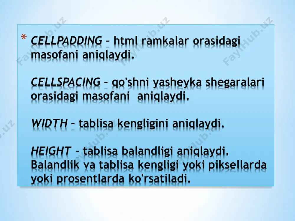 html da tablisalar yaratish - Page 5