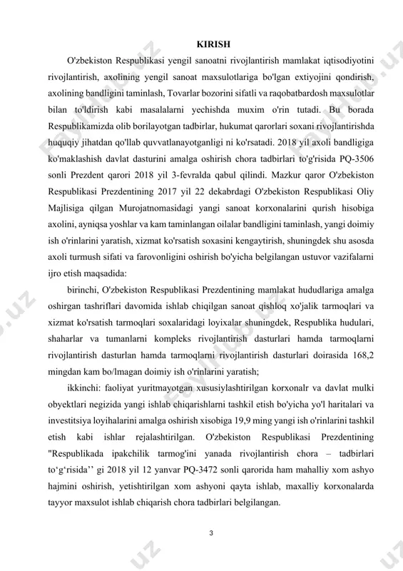 exnologiyalarimiz va yuqori malakali mutaxassislarimiz eng yaxshi sifatga erishishga imkon berdi. baxodir log'on tekstil paxta-to‘qimachilik klasteri “baxodir log`on tekstil” mchj qk 11 ming 200 gektar paxta maydoniga ega bo‘lib, yiliga 36 ming tonna paxta xomashyosi yetishtiruvchi o‘zbekistondagi yetakchi to‘qimachilik korxonalaridan biri hisoblanadi. kompaniya 2016 yil noyabr oyida tailandning "royal thai group co., ltd" kompaniyasi tomonidan tashkil etilgan. hamda to‘qimachilik ishlab chiqarishni rivojlantirishga qariyb 53 million dollar sarmoya kiritgan “farg‘ona-oseana” mchj qk. “baxodir log`on tekstil” mchj qk oʻzbekistondagi yetakchi toʻqimachilik korxonalaridan biri boʻlib, dunyodagi eng yaxshi ip-kalava ishlab chiqaradi. korxonamizda kuniga 20 tonna paxtadan 100% taroqli va taroqli halqali ip ishlab chiqariladi.“baxodir log`on tekstil” korxonasida trikotaj, boʻyash va tayyor trikotaj mahsulotlari ishlab chiqarishni yoʻlga qoʻyish rejalashtirilgan. jahon darajasidagi tayyor trikotaj va matolarni ishlab chiqarishga bo'lgan qat'iyatimiz madaniyat, innovatsiyalarga sodiqlik va doimiy takomillashtirishga asoslangan.baxodir log`on tekstil dunyodagi eng yaxshi to'qimachilik mahsulotlarini ishlab chiqaruvchi yetakchi to'qimachilik kompaniyalaridan biriga aylanishga intiladi. berilgan yoki yaratilayotgan …