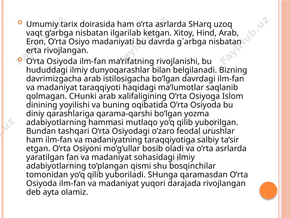 qator falsafiy asarlarida psixologik va pedagogik qarashlarini bayon qiladi. bular inson shaxsining shakllanishi, ahloqiy kamoloti, aql-idroki, tafakkuri haqida fikrlaridir. beruniyning «qadimgi avlodlar obidalari» asarida ba’zi odamlar shaxsining shakllanishida ularning xulq - atvorida mavjud bo’lgan ziqnalik, yolg’onchilik, munofiqlik, xushomadgo’ylik, ikkiyuzlamachilik kabi illatlarning shaxs taraqqiyotiga salbiy ta’siri haqida to’xtalib o’tadi. bu illatlarga qarama-qarshi oqil odamlar haqida o’z fikrini bayon qiladi. beruniyning fikricha oqil odamlarning taraqqiyoti va uning ruhiyatining rivojlanishi hech bir to’siqlarsiz ijobiy rivojlanishga ega bo’ladi deb tushuniladi. beruniy psixologiya sohasida aniq bir asar yozmagan bo’lsa ham, farobiy ta’limoti ta’sirida inson shaxsining kamoloti, uning aql-idroki, ruhiy taraqqiyoti haqidagi o’zining psixologik va pedagogik qarashlarini hamma asarlarda to’liq bayon qiladi. masalan: «mineralogiya», «hindiston», hislar bilan seziladigan va aql bilan bilinadigan bir qator kitobning tarjimasi-degan kitob va risolalarida o’zining ruh haqidagi qarashlari, ruhiyatning ba’zi muhim masalalarini bilish va tafakkur jarayonlari haqida juda ko’p, g’oyat qimmatli fikr-mulohazalar mavjud. inb sino ibn sino jahonda birinchi bor psixologiya …