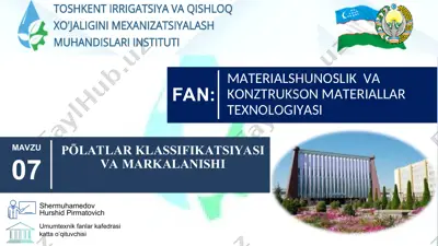 pōlatlarklassifikatsiyasi va markalanishi — PPT