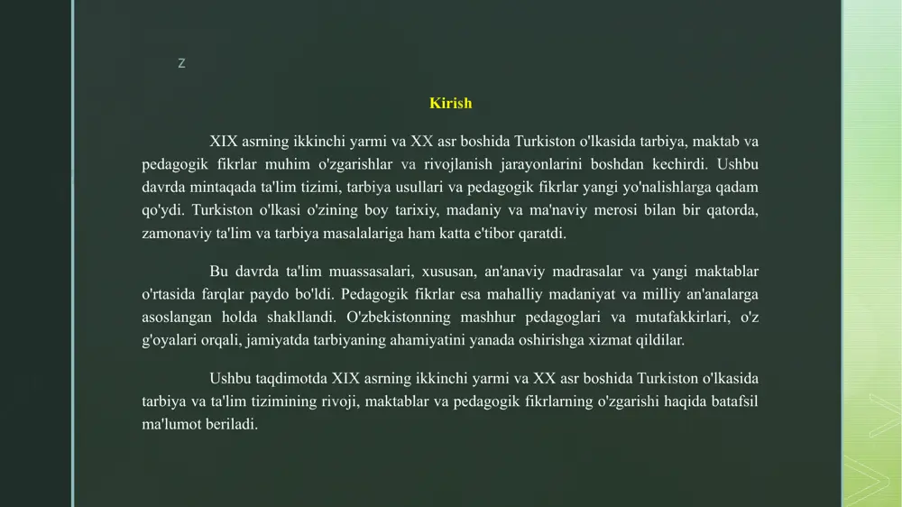 ga ham ta'sir ko'rsatdi. ular o'zaro hamkorlik, jamoaviy ish va fikr almashinuvi orqali pedagogik fikrlarni rivojlantirdilar. z z image4.jpg image5.jpg image6.jpg image7.jpg image8.jpg image9.jpg image10.jpg image2.png image3.png /docprops/thumbnail.jpeg